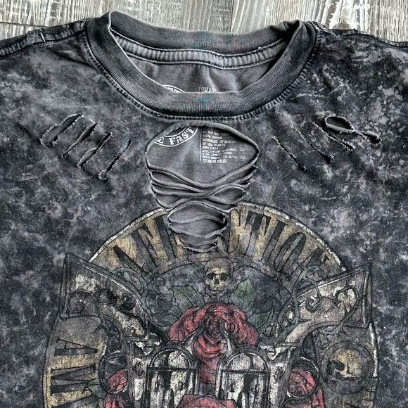 AFFLICTION American Metal Six Shooter Roses Black Lava Wash T-shirt Small - Picture 9 of 10